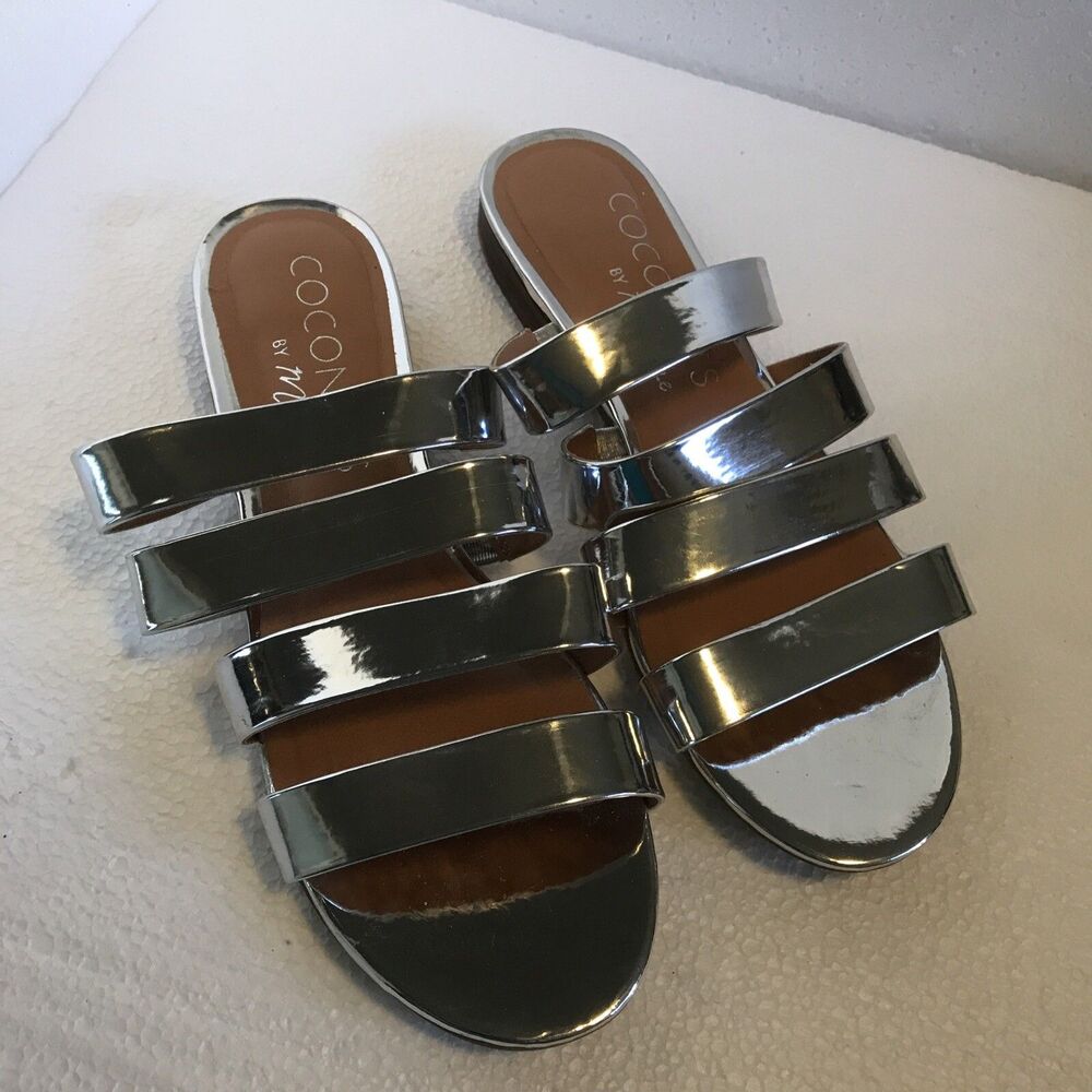 Women's Coconuts by Matisse Silver Slip On Sandals Size 7 M 7M
